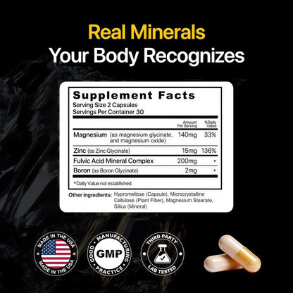 Menerals Mens Multivitamin, Trace Mineral Supplement with Fulvic Acid 60Ct