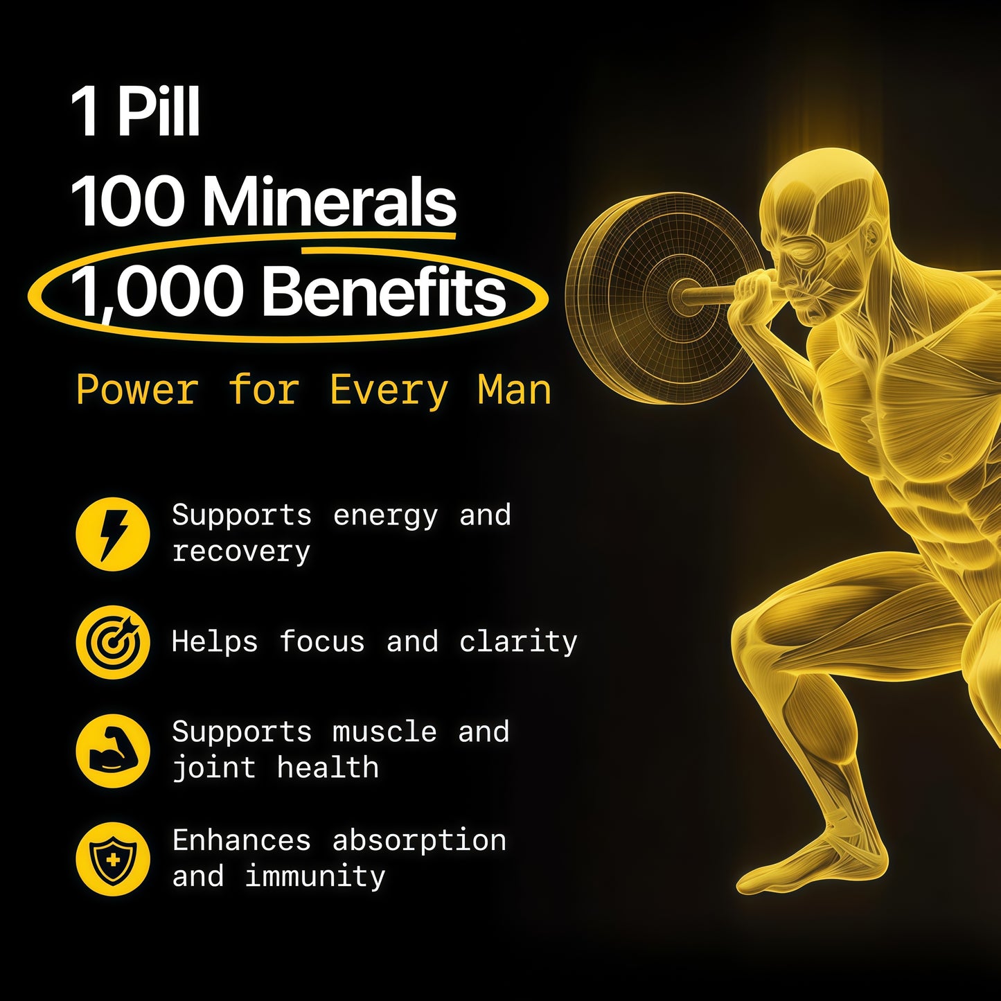 Menerals Mens Multivitamin, Trace Mineral Supplement with Fulvic Acid 60Ct