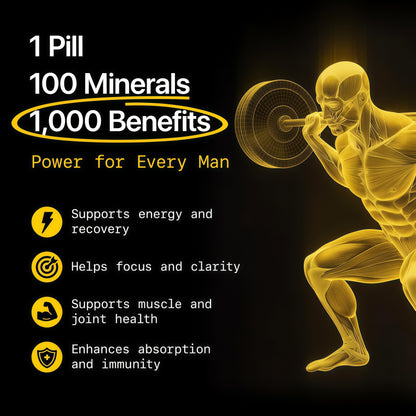 Menerals Mens Multivitamin, Trace Mineral Supplement with Fulvic Acid 60Ct