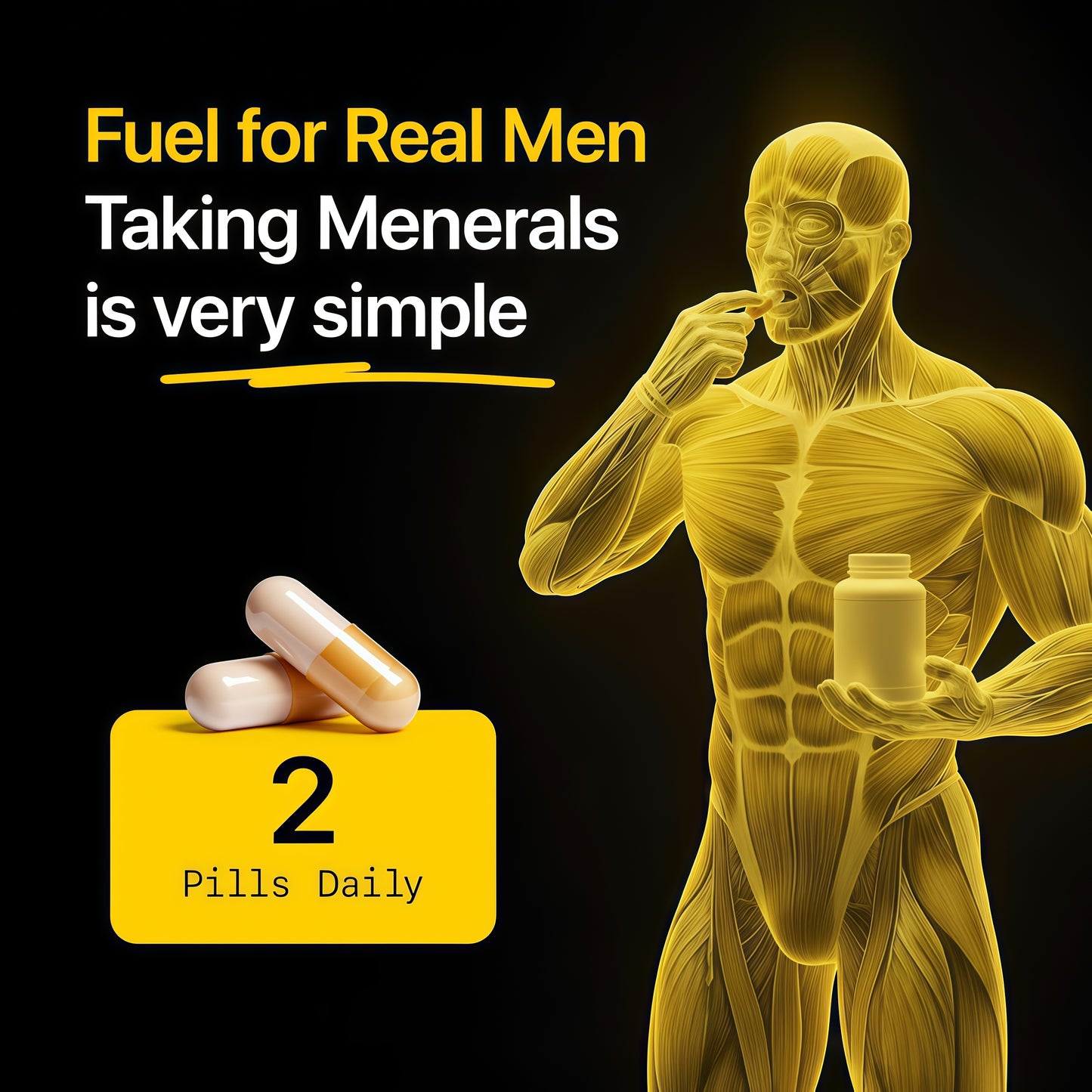 Menerals Mens Multivitamin, Trace Mineral Supplement with Fulvic Acid 60Ct